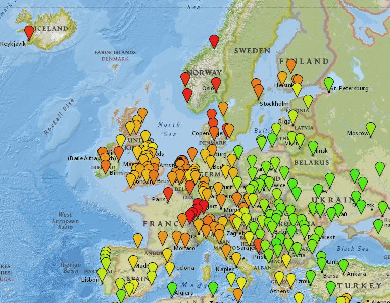 Carte coût de la vie Efficacité familiale